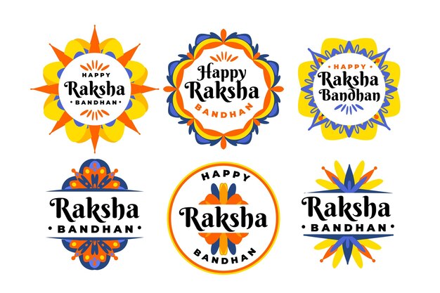 Insignias planas de raksha bandhan