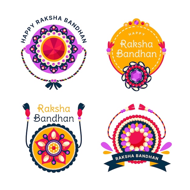 Insignias planas de raksha bandhan