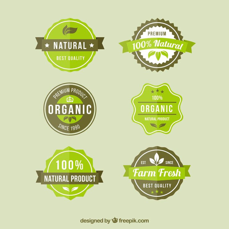 Vector gratuito insignias de productos naturales