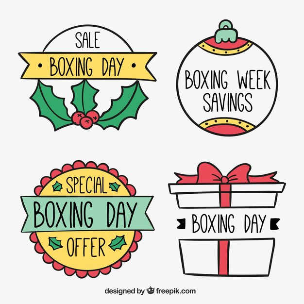 Insignias de rebajas de navidad dibujadas a mano