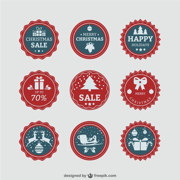 Insignias de rebajas de Navidad
