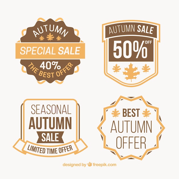 Insignias de rebajas de otoño con estilo vintage