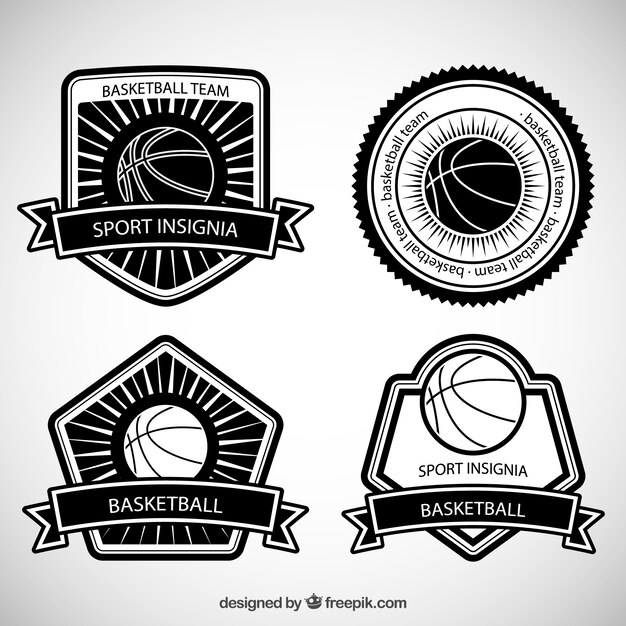 Vector gratuito insignias retro de baloncesto