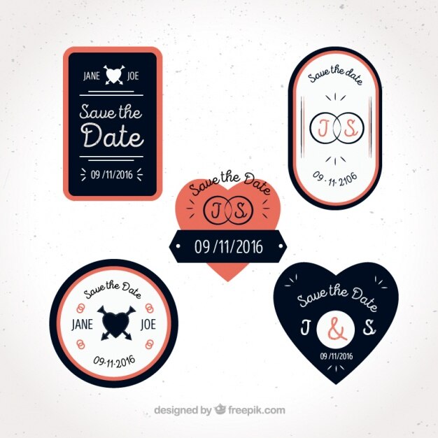 Vector gratuito insignias retro de boda 
