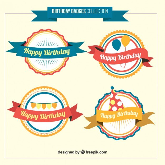 Insignias retro de cumpleaños 