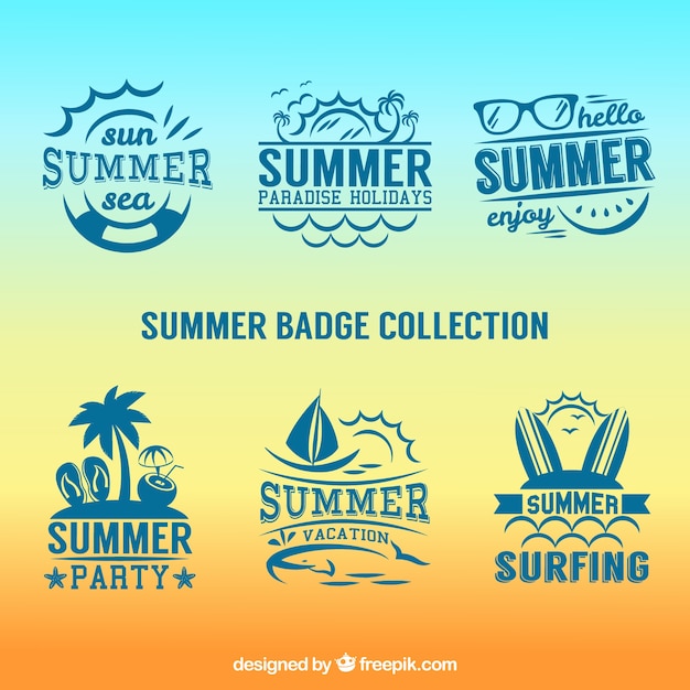 Vector gratuito insignias retro de verano