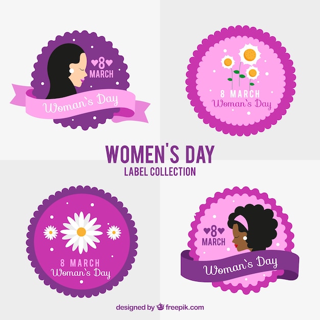 Vector gratuito insignias rosadas del día de la mujer