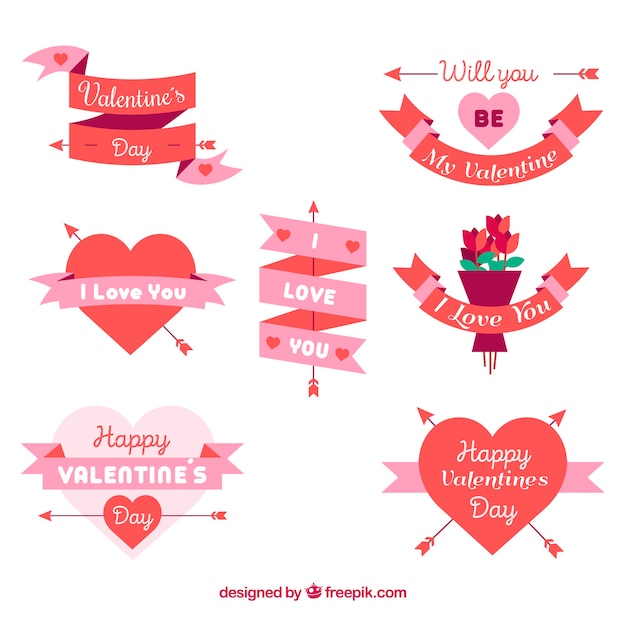 Vector gratuito insignias de san valentín