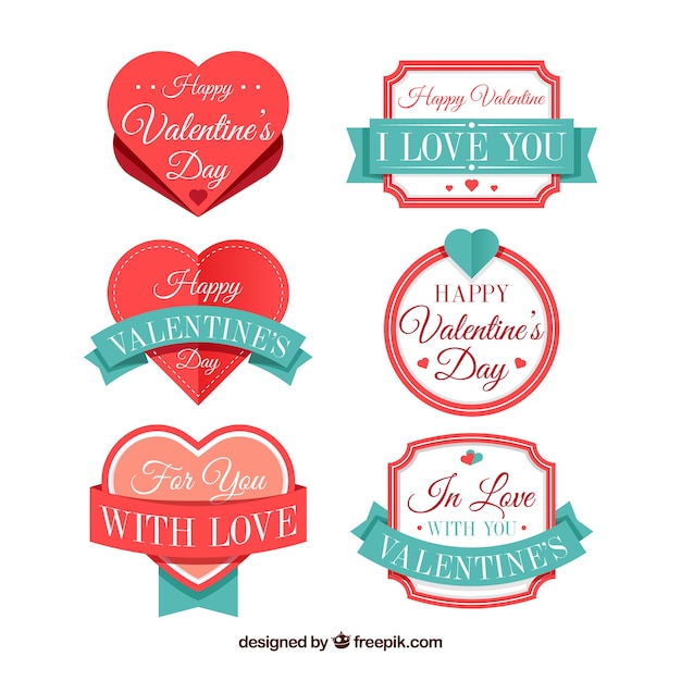 Vector gratuito insignias de san valentín