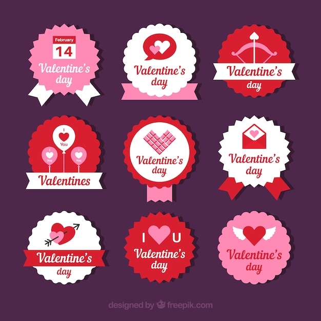 Vector gratuito insignias de san valentín