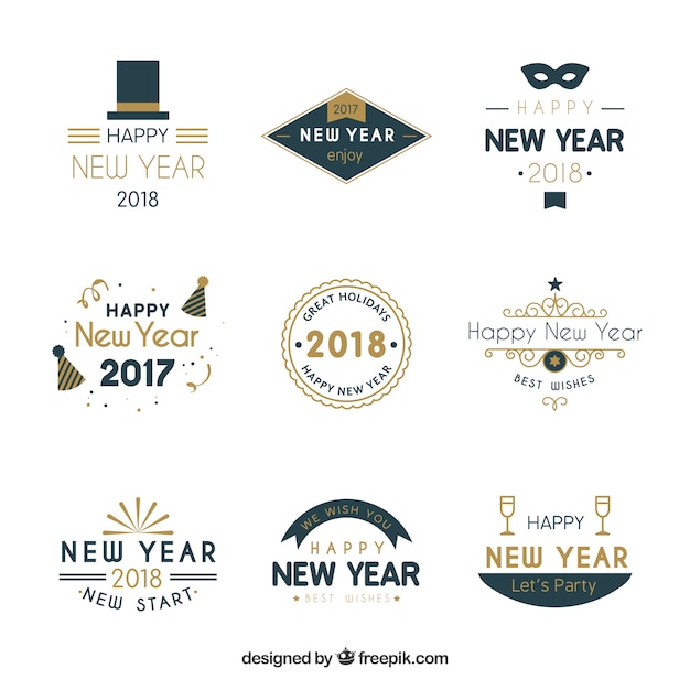 Insignias simples para diseños de año nuevo