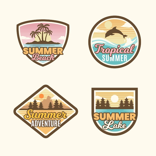 Vector gratuito insignias de verano de diseño plano