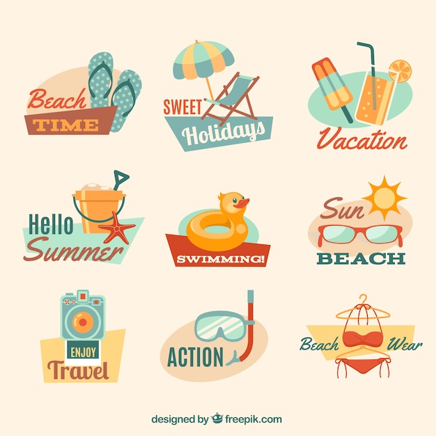 insignias de verano en la playa