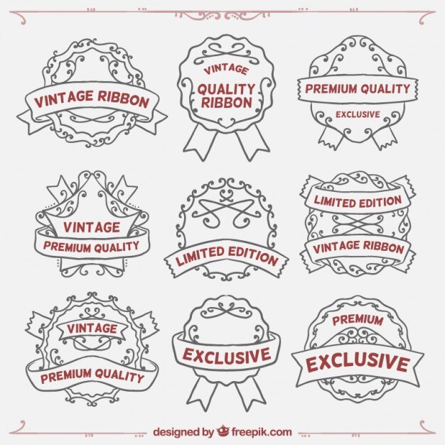 Insignias vintage de calidad alta dibujadas a mano  