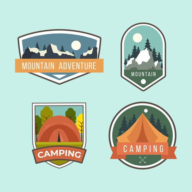 Insignias vintage de camping y aventuras