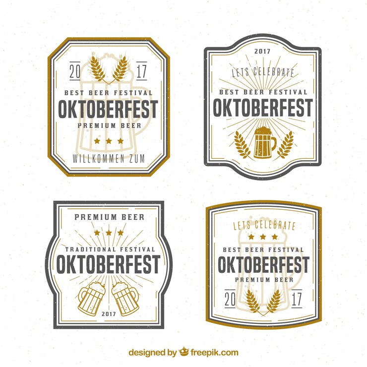 Vector gratuito insignias vintage con cervezas y  trigo