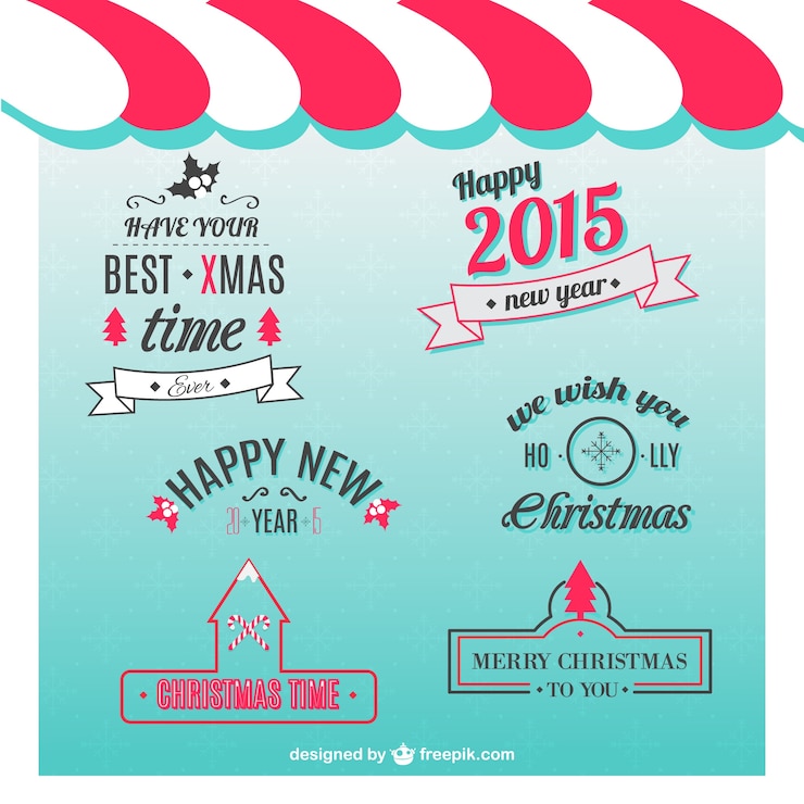 Vector gratuito insignias vintage de feliz navidad