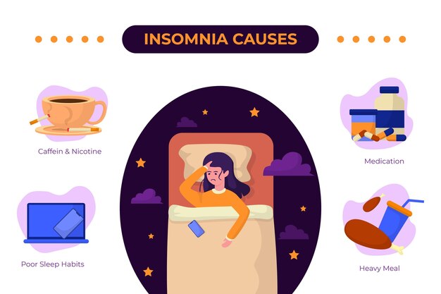 El insomnio causa el concepto de ilustración