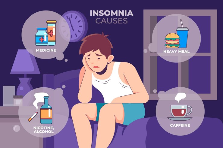 Vector gratuito el insomnio causa el concepto de ilustración