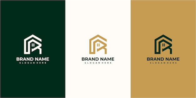 Inspiración en el diseño del logotipo inmobiliario de la letra r. diseño de logotipo inmobiliario r