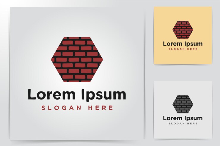 Vector gratuito la inspiración del logotipo de ladrillo rojo hexagonal aislado sobre fondo blanco.