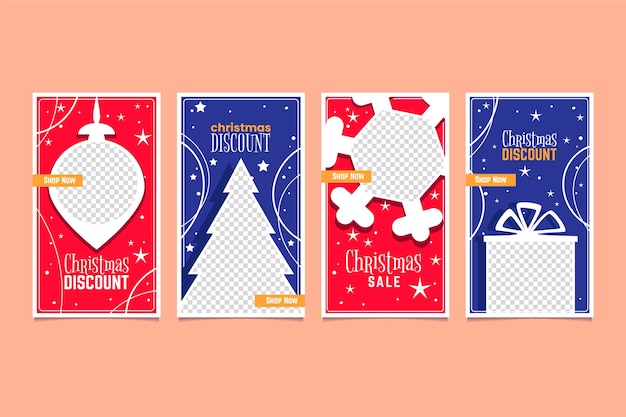 Vector gratuito instagram christmas sale story collection