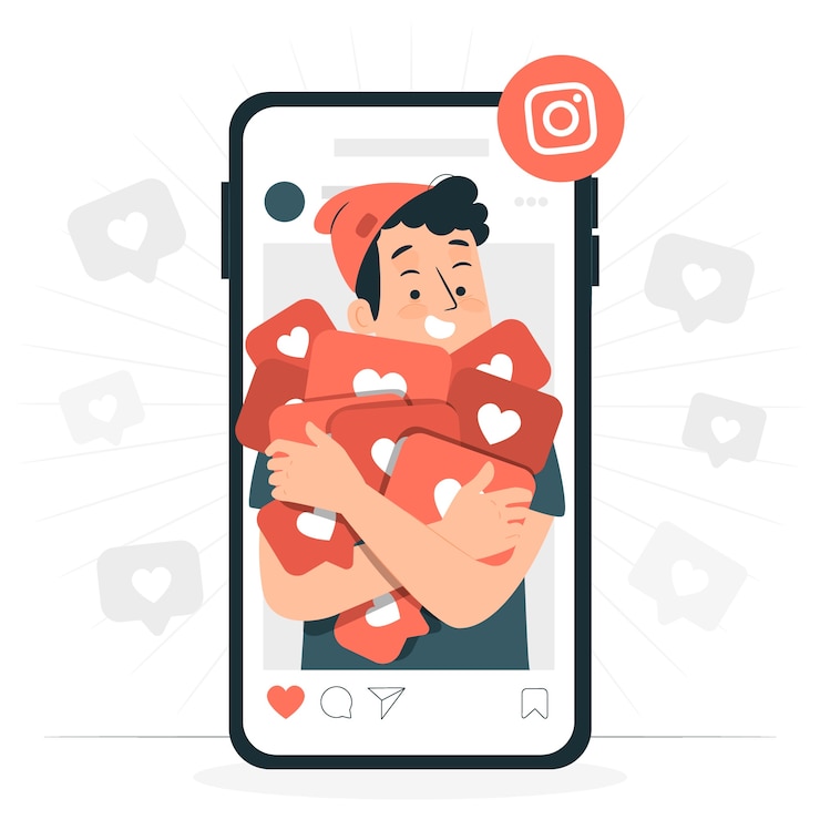 Vector gratuito a instagram le gusta la ilustración del concepto de adicción