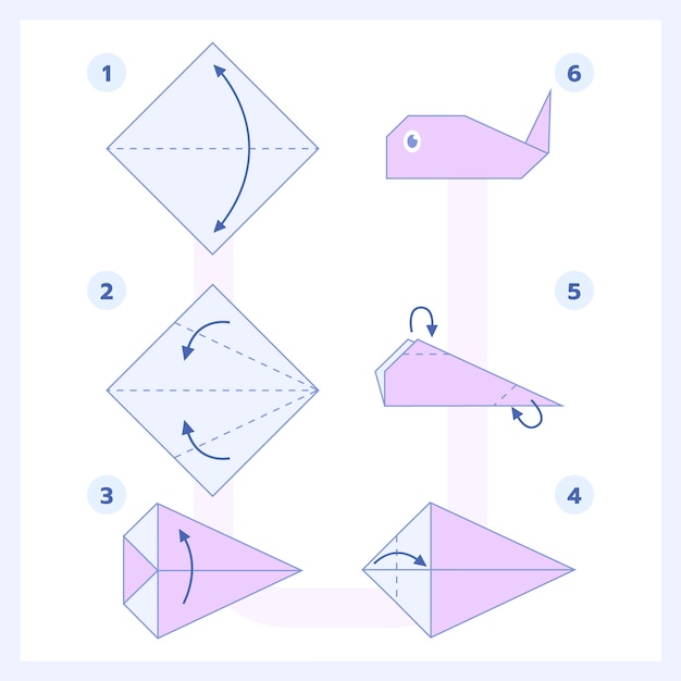Instrucciones de origami dibujadas a mano