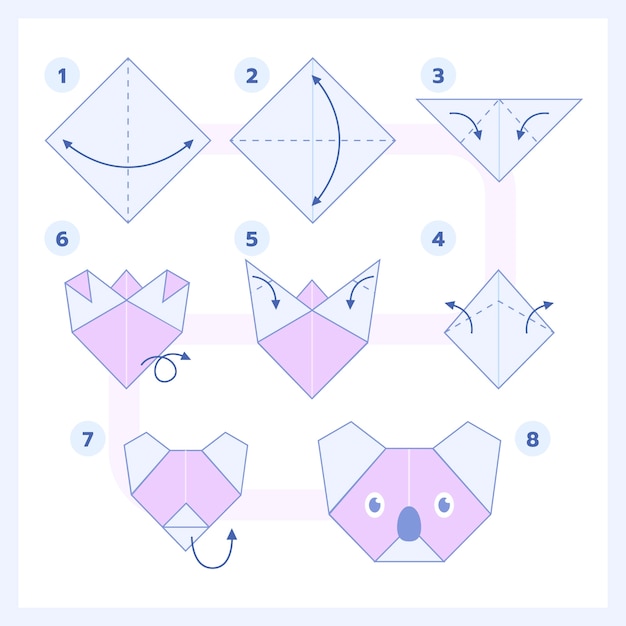 Vector gratuito instrucciones de origami dibujadas a mano