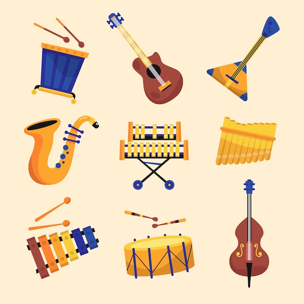 Instrumentos musicales de diseño plano