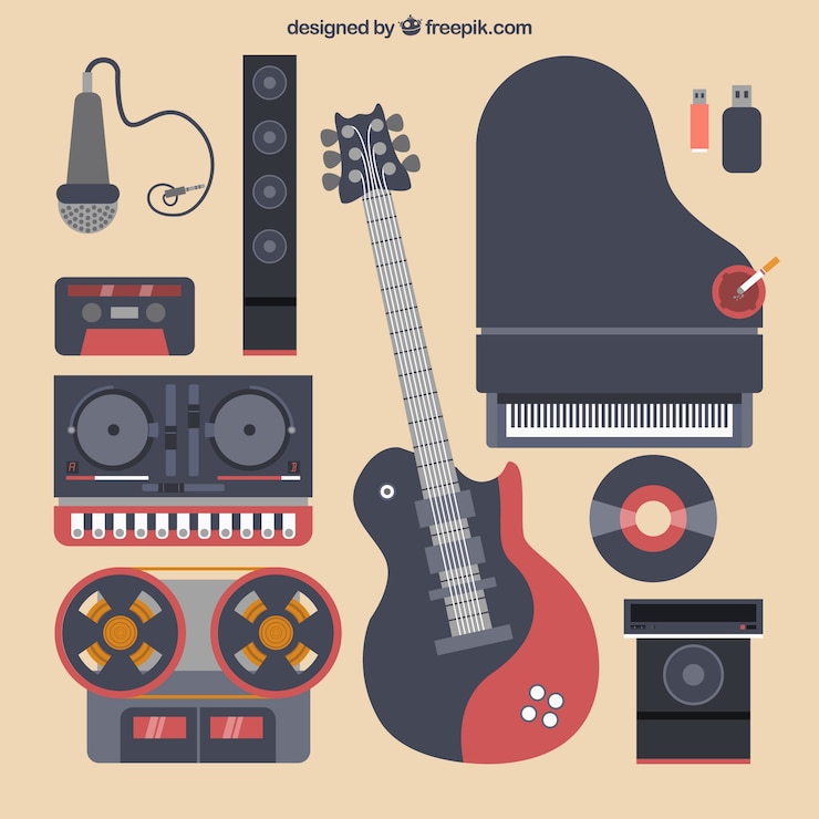Vector gratuito instrumentos musicales negros