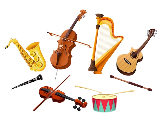 Vector gratuito instrumentos musicales vector de objetos aislados