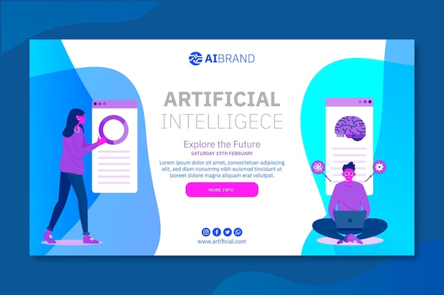Vector gratuito inteligencia artificial explora el futuro banner