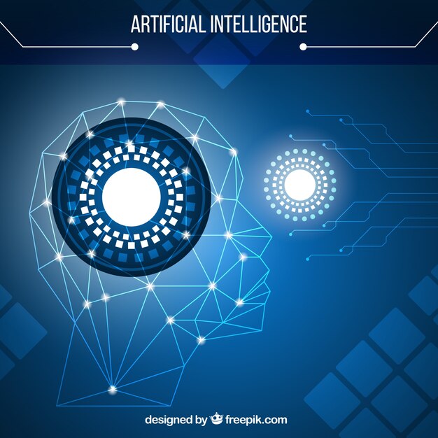 Inteligencia artificial con fondo azul