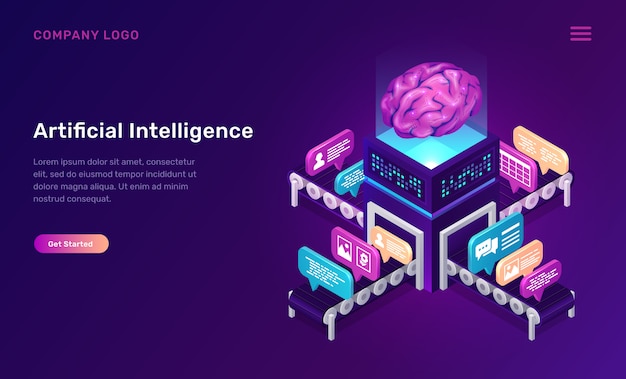 Inteligencia artificial o concepto isométrico ai