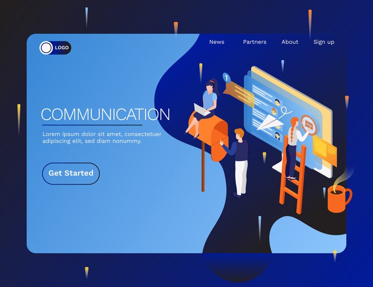 Vector gratuito intercambio de datos e información aparatos electrónicos dispositivos computadoras sistemas de interfaz de comunicación isométrica página de inicio web