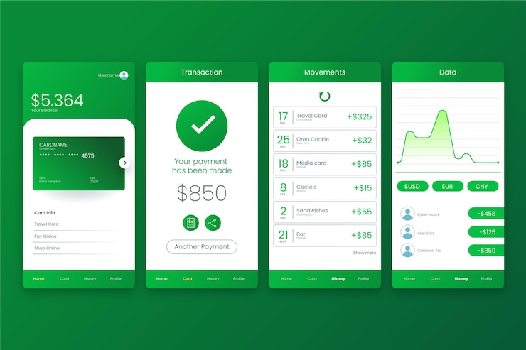Vector gratuito interfaz de la aplicación bancaria