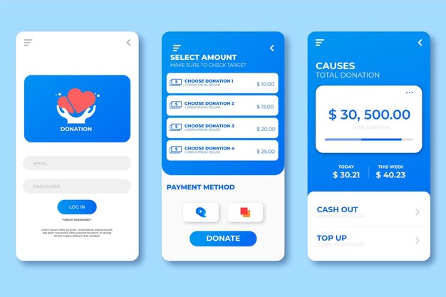 Interfaz para aplicación de caridad