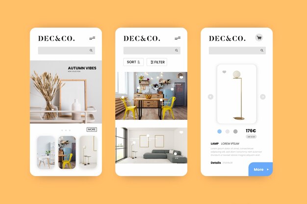Interfaz de la aplicación de compra de muebles