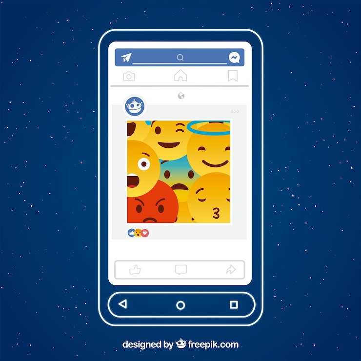 Vector gratuito interfaz de la aplicación de facebook con diseño minimalista