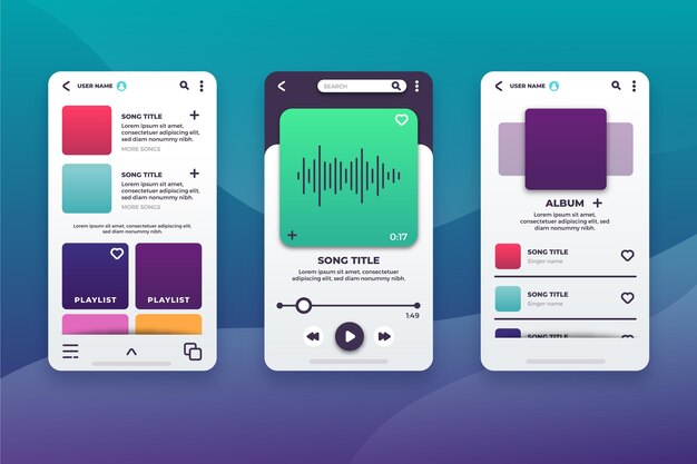 Interfaz de la aplicación del reproductor de música