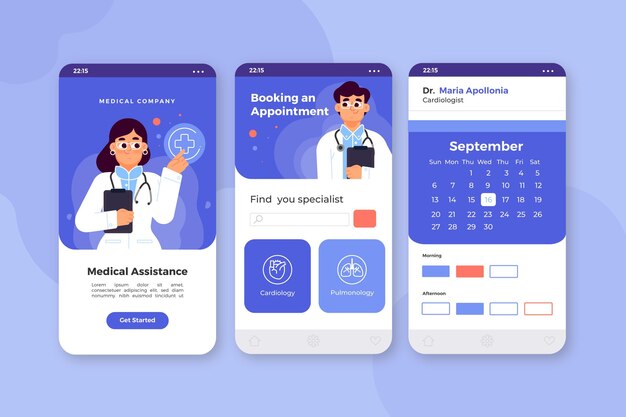 Interfaz de la aplicación de reserva médica