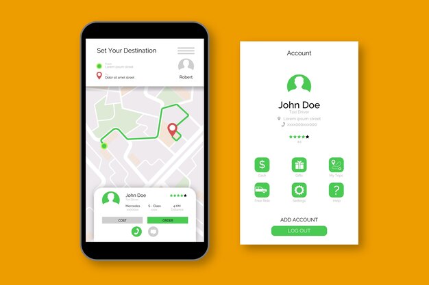 Interfaz de la aplicación de taxi
