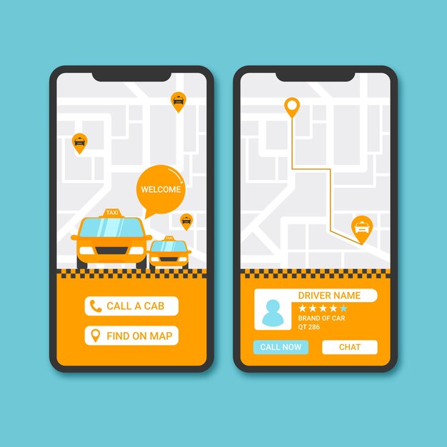 Interfaz de la aplicación de taxi