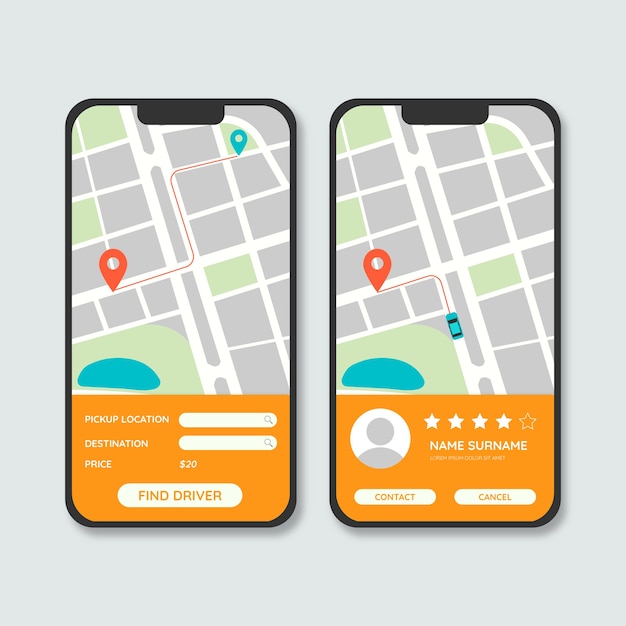 Interfaz de la aplicación de taxi
