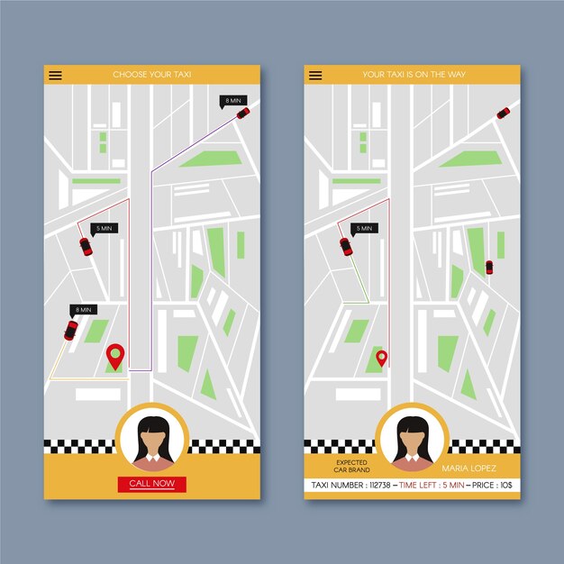 Interfaz de la aplicación para taxi