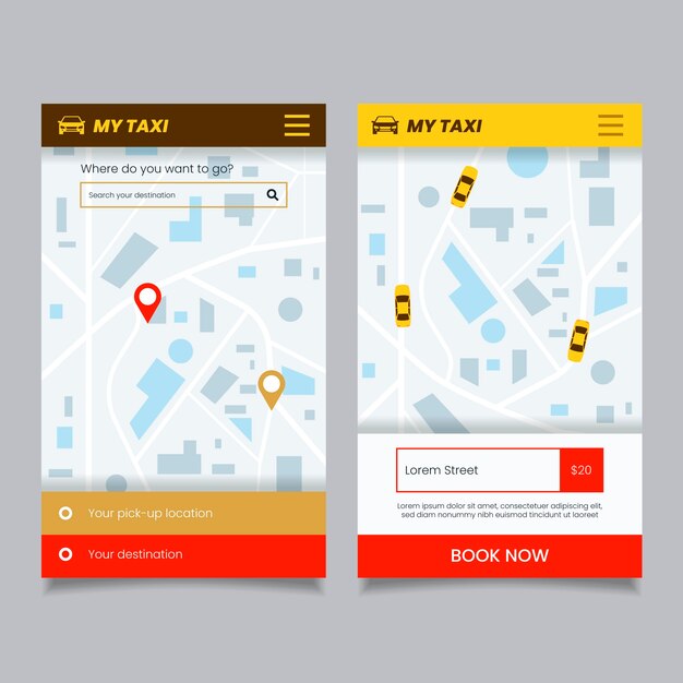 Interfaz de la aplicación de taxi