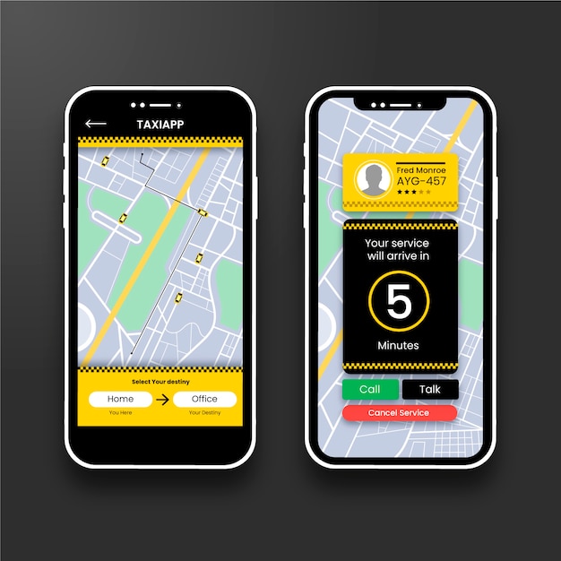 Vector gratuito interfaz de la aplicación de taxi