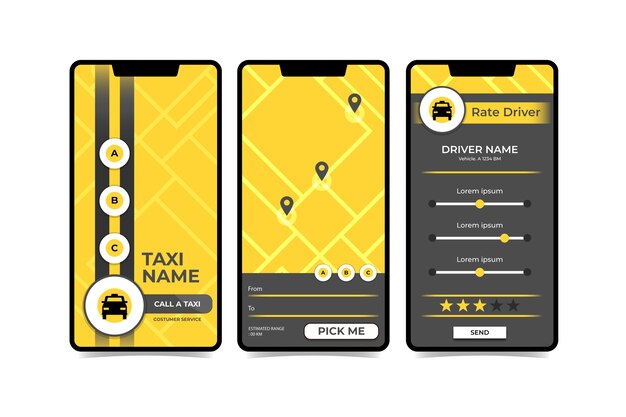 Interfaz de la aplicación de taxi