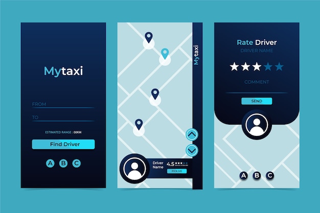 Vector gratuito interfaz de la aplicación de taxi